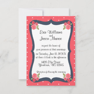 Polka Dots and Roses Wedding Invitation