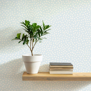 Polka Dots and Spots Cream on Duck Egg Blue Wallpaper