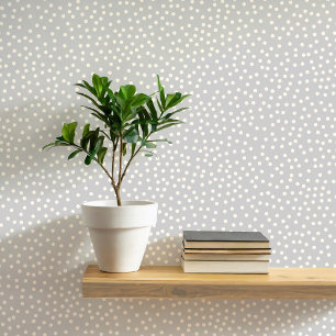 Polka Dots and Spots Cream on Grey Wallpaper
