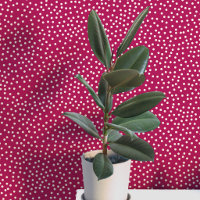 Polka Dots and Spots Cream on Magenta Red