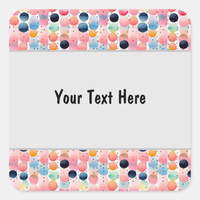Polka Dots and Stripes 13 Square Sticker (Front)