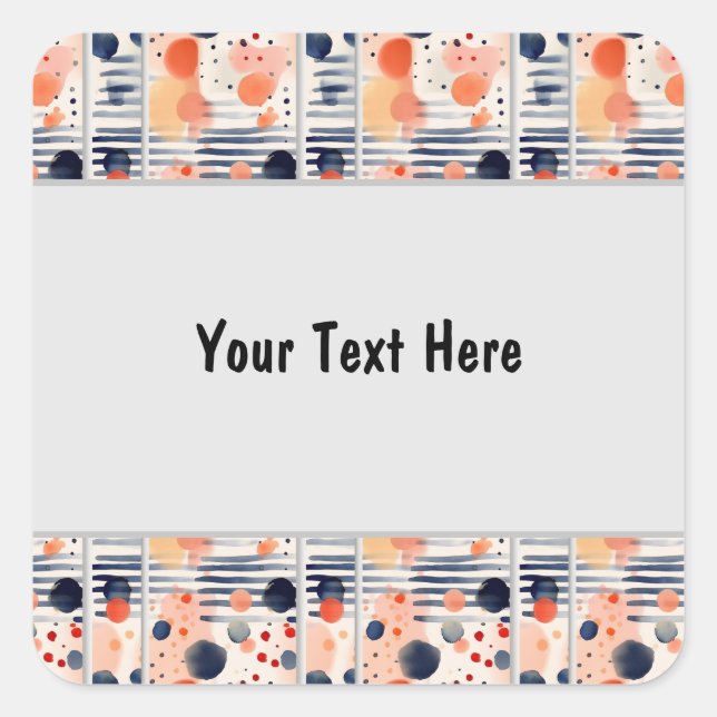 Polka Dots and Stripes 14 Square Sticker (Front)