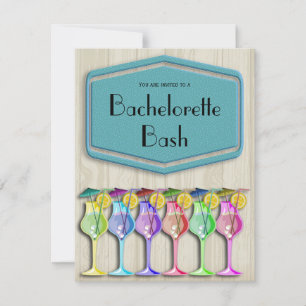 Polka Dots And Trendy Tropical Umbrella Drinks Invitation