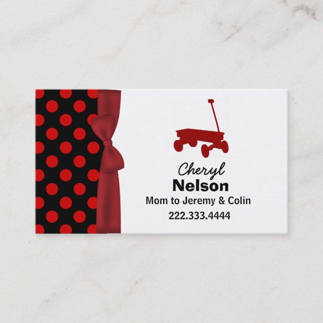 Polka Dots and Wagon Mommy Card (Front)