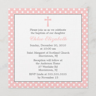 Polka Dots Baptism Invitations