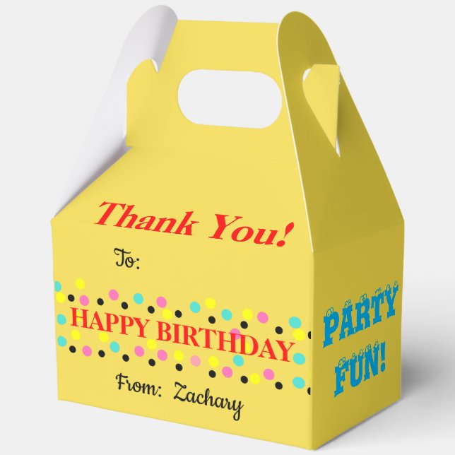 Polka Dots Birthday Balloons Thank You Favor Box (Back)
