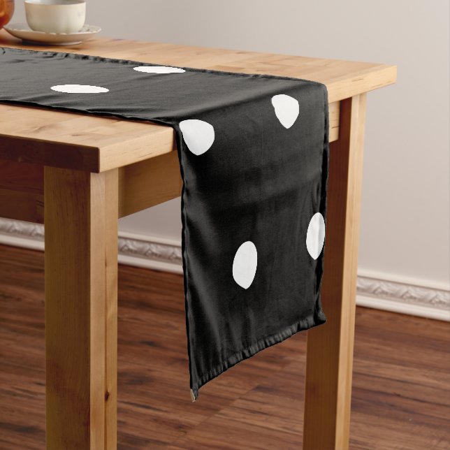 Polka dots Black and white elegant bold pattern Short Table Runner (In Situ)