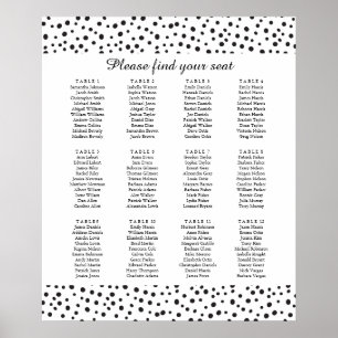 Polka dots. Black and White seating charts Poster