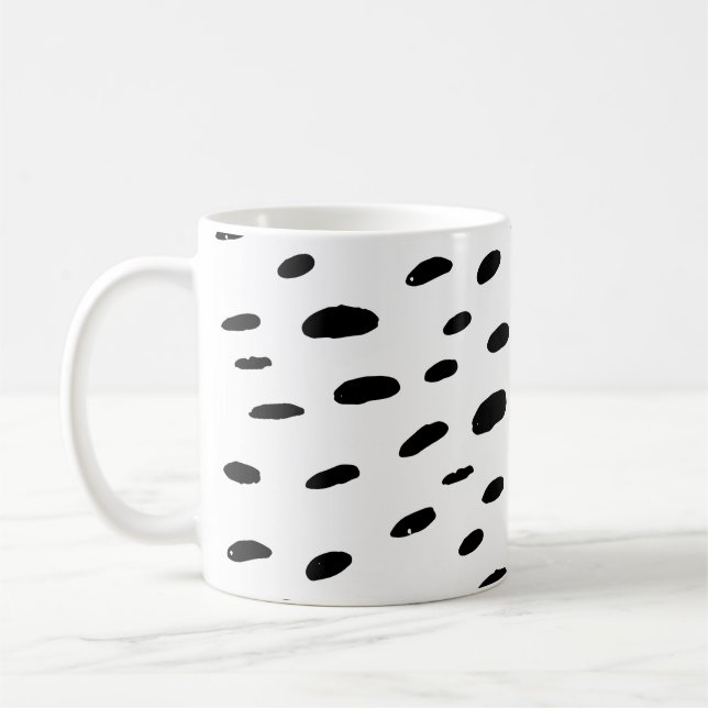 Polka Dots Black Polka Dots Dalmatian Pattern Coffee Mug (Left)