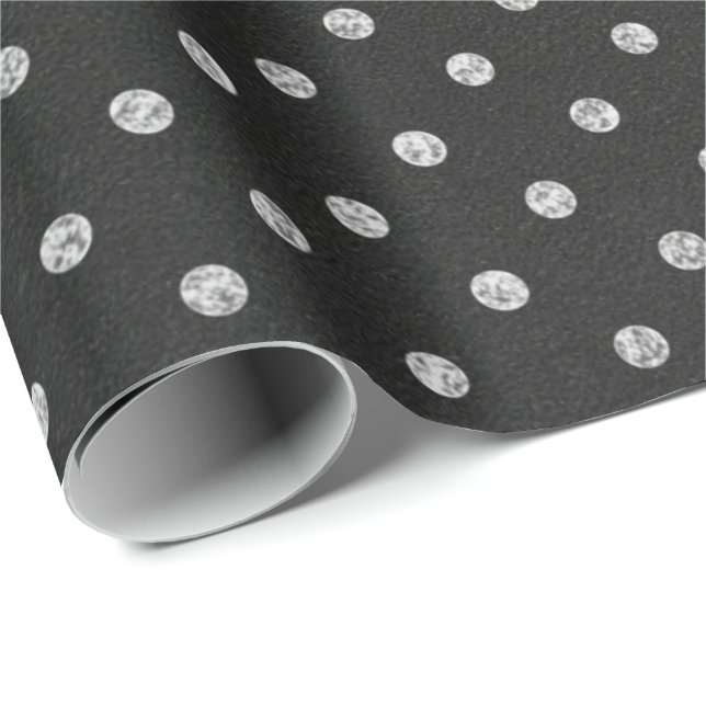 Polka Dots Black White Lines Chalkboard Lines Wrapping Paper (Roll Corner)