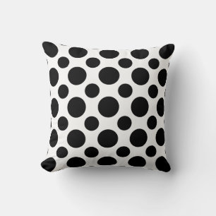 Polka dots black white modern art design on throw pillow