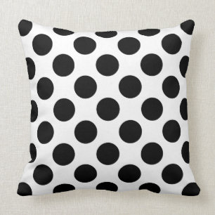 Polka Dots Black White Throw Pillow