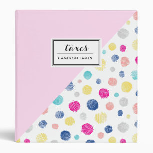 Polka Dots Blush Abstract Pattern Custom Taxes  Binder
