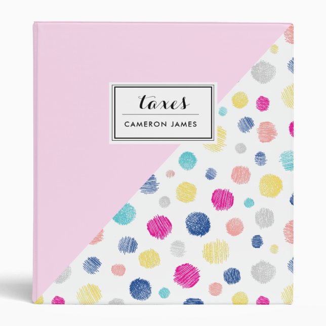 Polka Dots Blush Abstract Pattern Custom Taxes  Binder (Front)