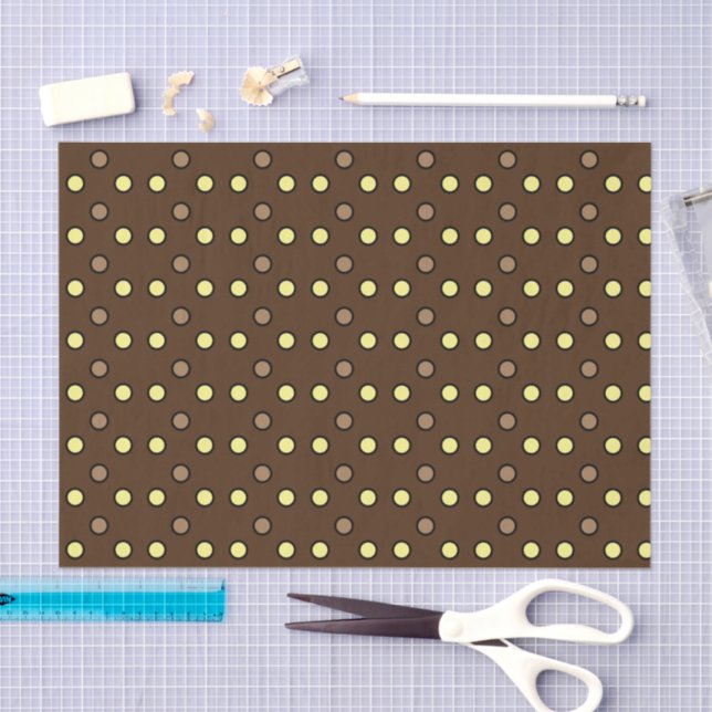 Polka dots brown yellow and beige tissue paper (Craft)