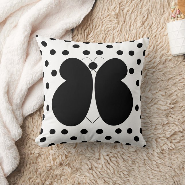 Polka Dots Butterfly  Throw Pillow (Blanket)