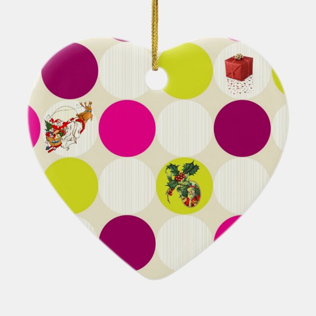 Polka Dots Ceramic Christmas Ornament (Back)