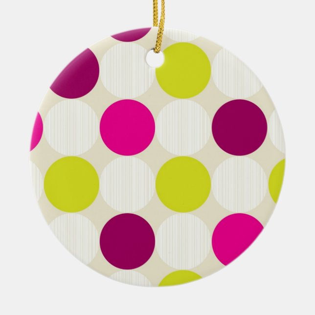 Polka Dots Ceramic Ornament (Front)
