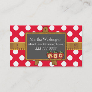 Polka Dots & Chalkboard Teacher's Business Card