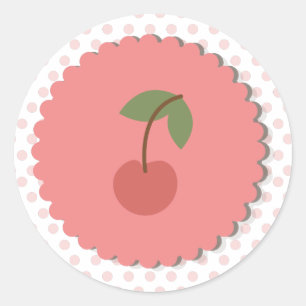 Polka Dots & Cherry Cupcake Topper/Sticker Classic Round Sticker