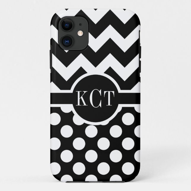 Polka Dots Chevron Pattern Monogram Case-Mate iPhone Case (Back)