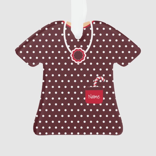 Polka Dots Christmas Dress Personalized Ornament (Front)