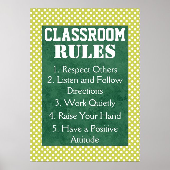 Polka Dots Classroom Rules Poster (Front)