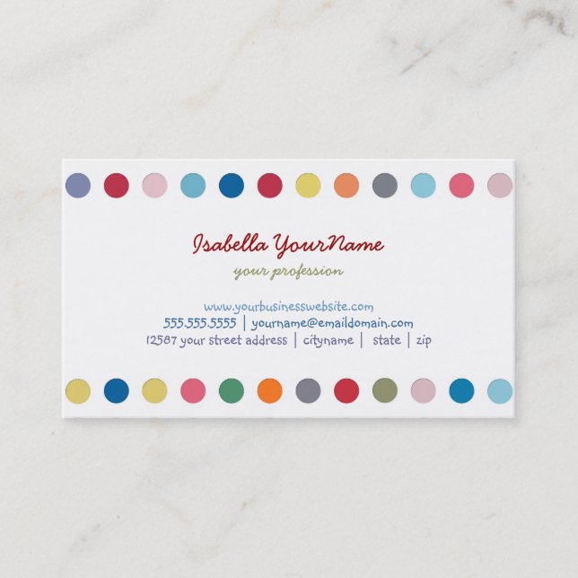 Polka Dots - Colour Love Business Card (Front)