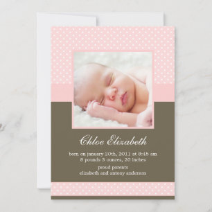 Polka Dots Custom Photo Baby Announcements