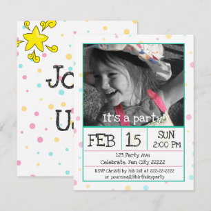 Polka Dots Custom Photo Invitation