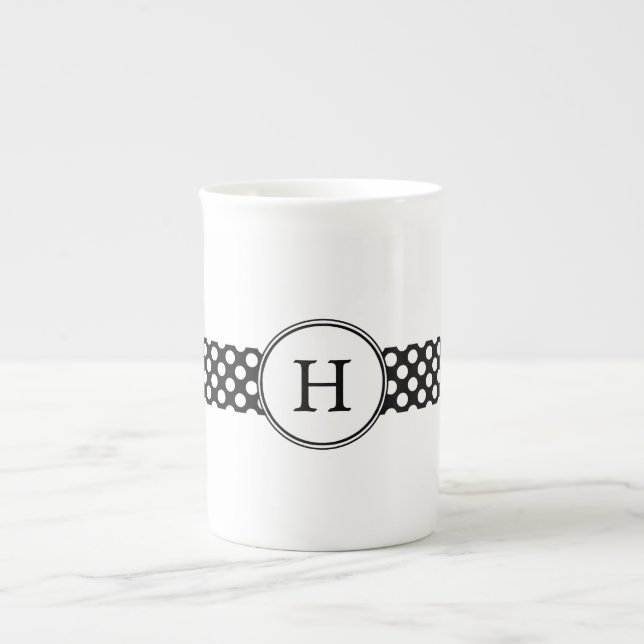 Polka-Dots Customizable Bone China Mug (Front)