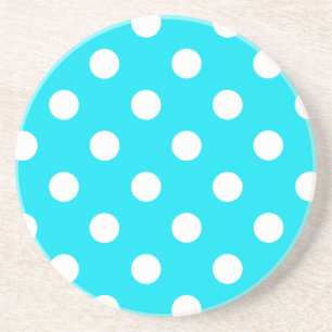 Polka dots cyan hex code 00E3F4 Coaster