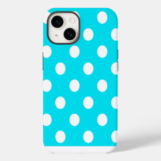 Polka dots cyan hex code 00E3F4 iPhone 14 Case