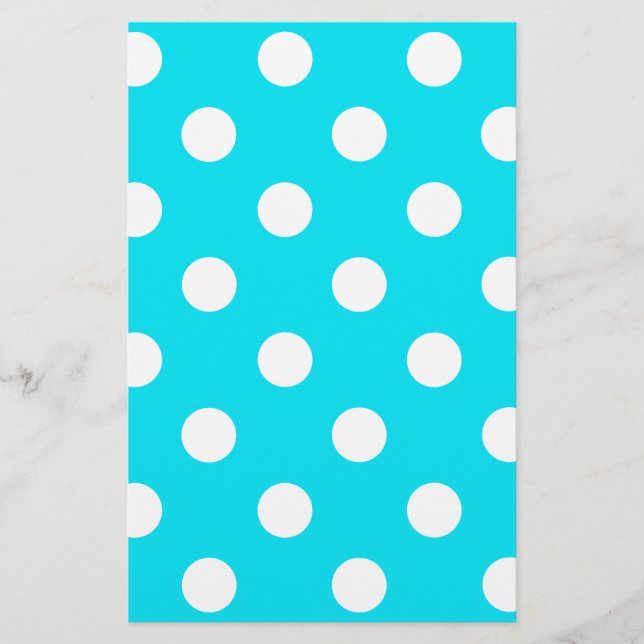Polka dots cyan hex code 00E3F4 Stationery (Front)