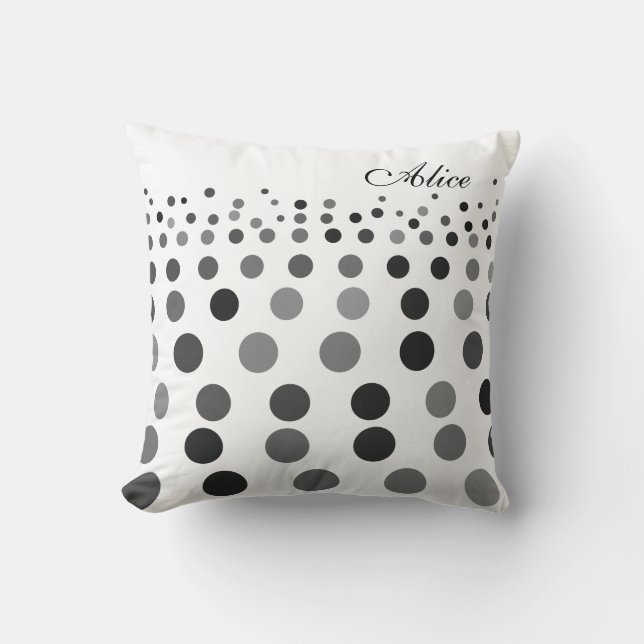 Polka Dots Design Trendy Black White Throw Pillow (Front)