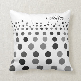 Polka Dots Design Trendy Black White Throw Pillow
