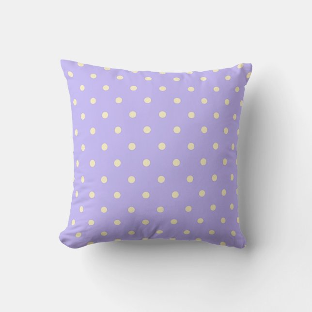 Polka dots, & dots lavender and yellow  throw pillow (Front)