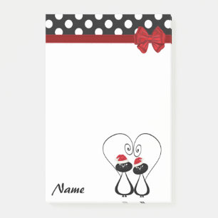Polka dots funny Santa cat couple  monogram Post-it Notes
