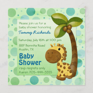 Polka Dots Giraffe - Neutral Baby Shower Invitation