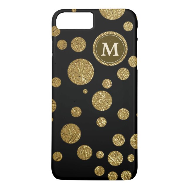 polka dots gold on black, personalized Case-Mate iPhone case (Back)