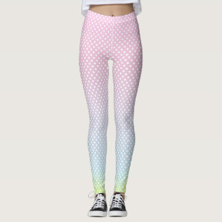 Polka Dots Gradient Pink Blue Yellow Leggings