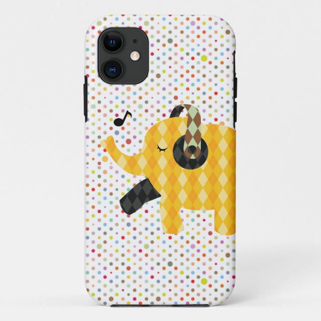 Polka Dots Happy Dancing Elephant iPhone 5 Case (Back)