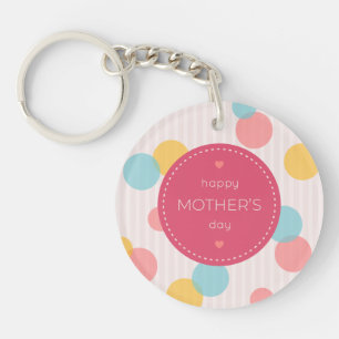 Polka Dots Happy Mother's Day   Keychain