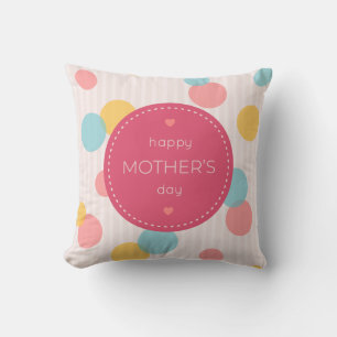 Polka Dots Happy Mother's Day   Throw Pillow
