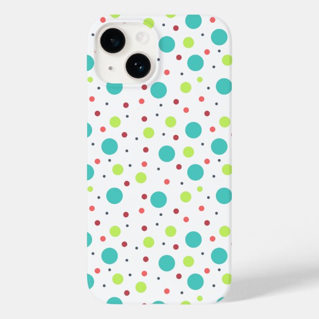 Polka Dots in Bright Green Blue Red Pink Grey Case-Mate iPhone Case (Back)