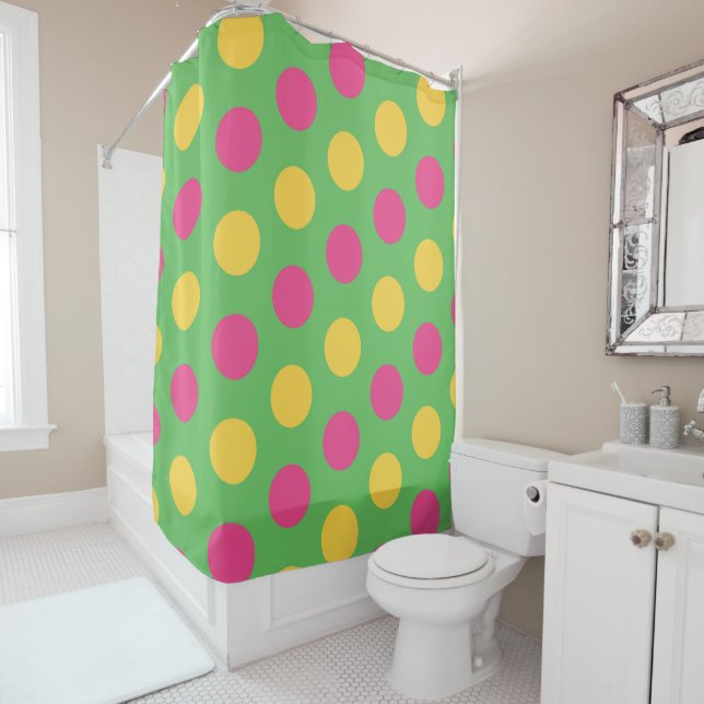 Polka Dots in Lime Green Hot Pink and Yellow (In Situ)