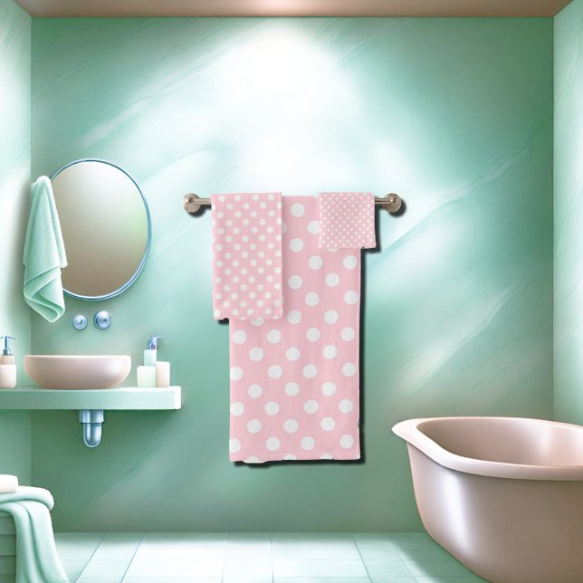 Polka dots in pastel pink  bath towel set (Creator Uploaded)