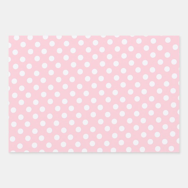 polka dots in pastel pink  wrapping paper sheet (Front)