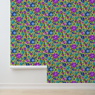 Polka Dots in Pink Blue Teal Stick and Peel Wallpaper