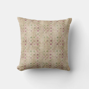 Polka Dots in Purple and Green Throw Pillow